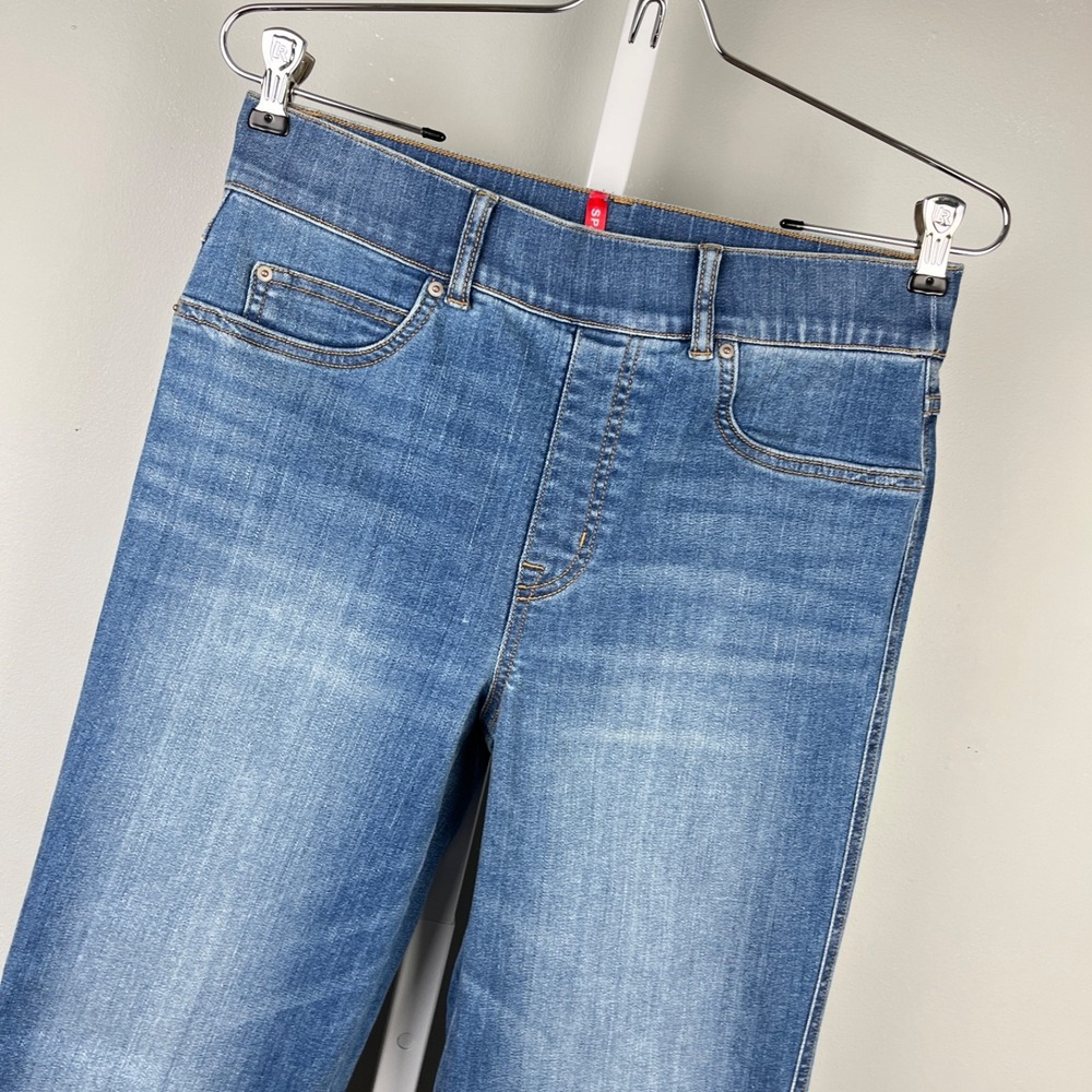 Spanx Ankle Straight Leg Denim Jeans Womens M Vintage Indigo Blue Pull On